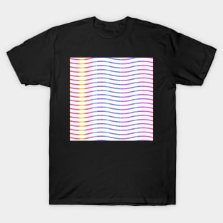 Wavy Lines Rainbow on White Repeat 5748 T-Shirt